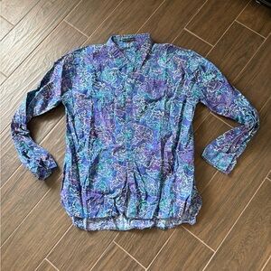 Men's Purple and Blue Floral Shirt